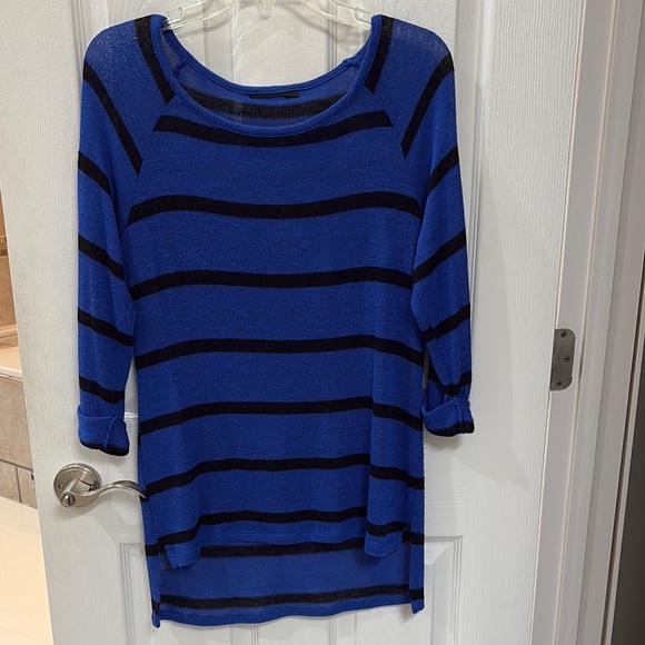 Blue and Black Striped Sweater Top - Picture 1 of 1